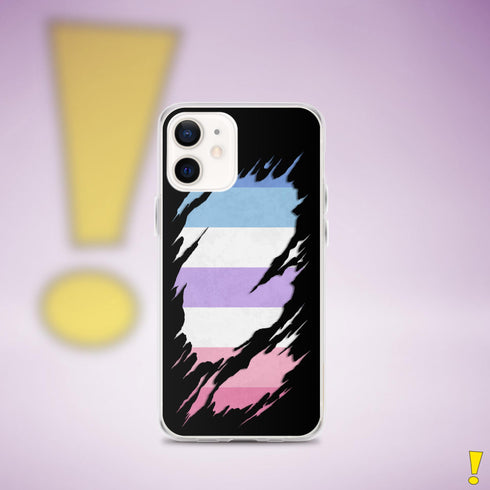 Bigender Pride Flag Ripped Reveal Clear Case for iPhone®