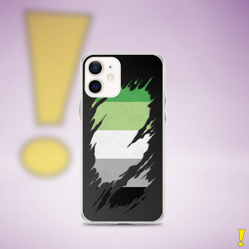 Aromantic Pride Flag Ripped Reveal Clear Case for iPhone®