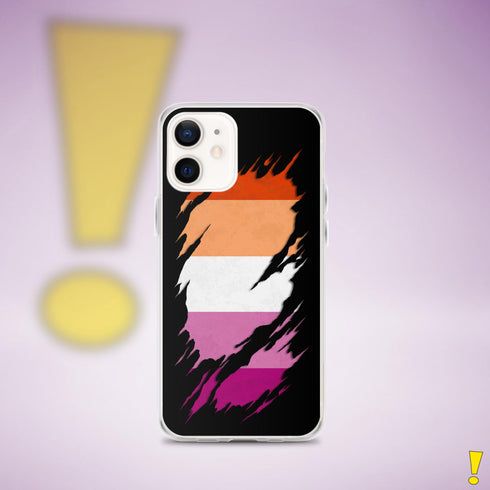 Lesbian Pride Flag Ripped Reveal Clear Case for iPhone®