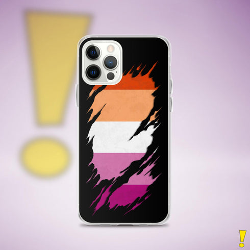 Lesbian Pride Flag Ripped Reveal Clear Case for iPhone®