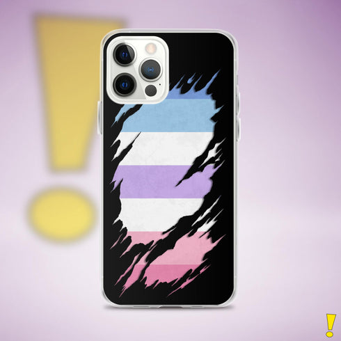 Bigender Pride Flag Ripped Reveal Clear Case for iPhone®