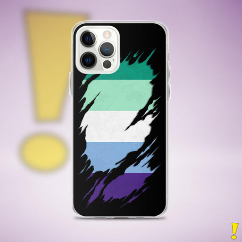 Gay Male Pride Flag Ripped Reveal Clear Case for iPhone®