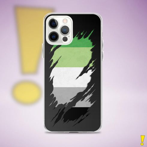 Aromantic Pride Flag Ripped Reveal Clear Case for iPhone®