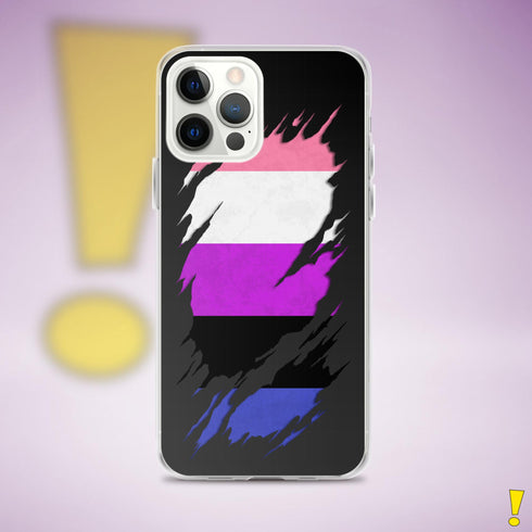 Genderfluid Pride Flag Ripped Reveal Clear Case for iPhone®