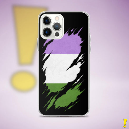 Genderqueer Pride Flag Ripped Reveal Clear Case for iPhone®