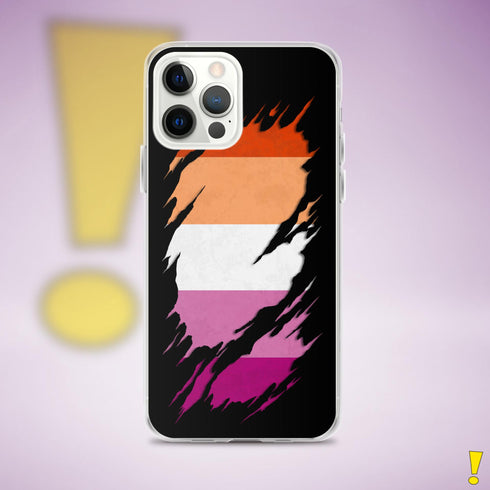 Lesbian Pride Flag Ripped Reveal Clear Case for iPhone®
