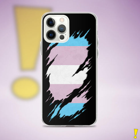Transgender Pride Flag Ripped Reveal Clear Case for iPhone®