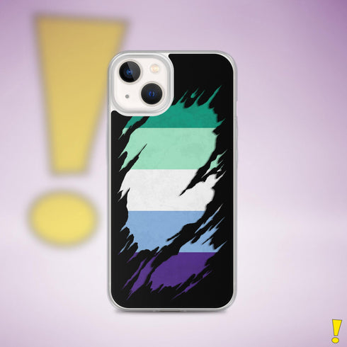 Gay Male Pride Flag Ripped Reveal Clear Case for iPhone®
