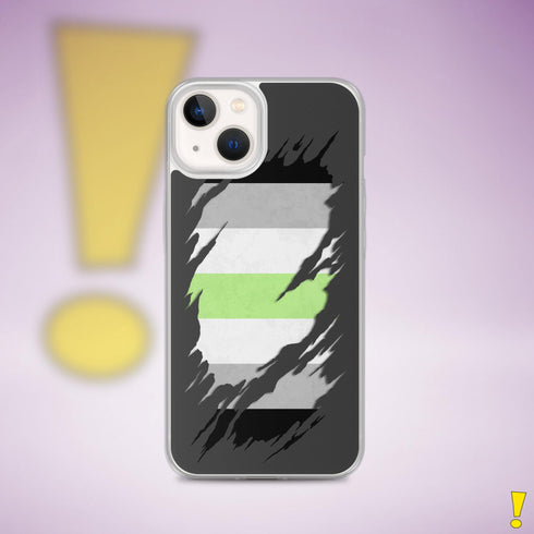 Agender Pride Flag Ripped Reveal Clear Case for iPhone®