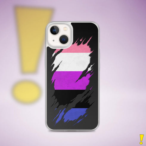 Genderfluid Pride Flag Ripped Reveal Clear Case for iPhone®