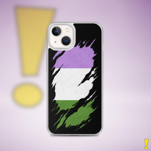Genderqueer Pride Flag Ripped Reveal Clear Case for iPhone®