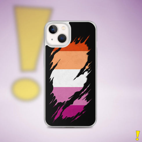 Lesbian Pride Flag Ripped Reveal Clear Case for iPhone®