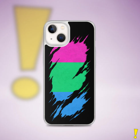 Polysexual Pride Flag Ripped Reveal Clear Case for iPhone®