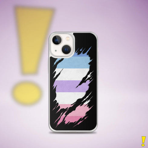Bigender Pride Flag Ripped Reveal Clear Case for iPhone®