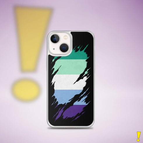Gay Male Pride Flag Ripped Reveal Clear Case for iPhone®