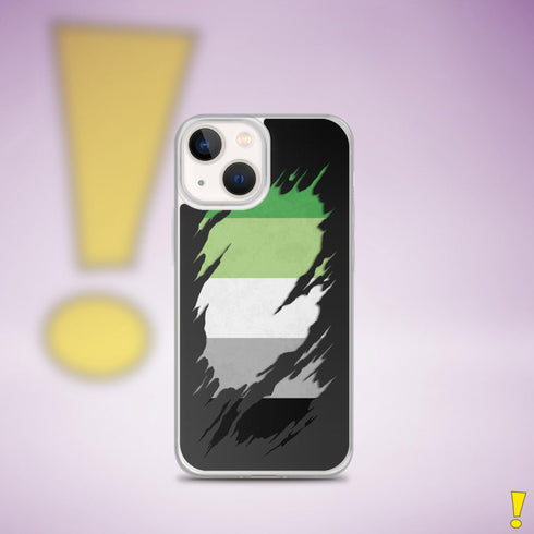 Aromantic Pride Flag Ripped Reveal Clear Case for iPhone®
