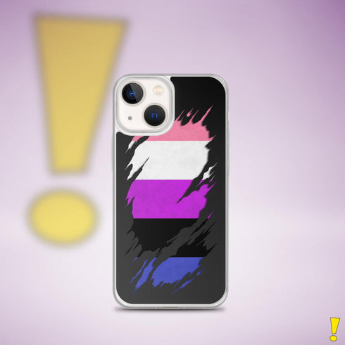 Genderfluid Pride Flag Ripped Reveal Clear Case for iPhone®