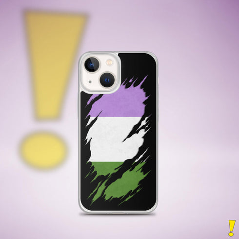 Genderqueer Pride Flag Ripped Reveal Clear Case for iPhone®