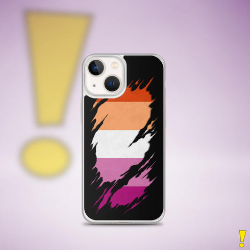 Lesbian Pride Flag Ripped Reveal Clear Case for iPhone®