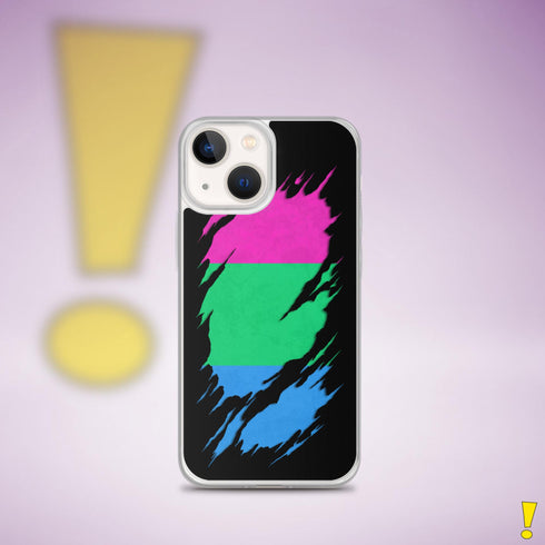 Polysexual Pride Flag Ripped Reveal Clear Case for iPhone®