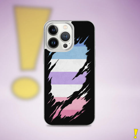 Bigender Pride Flag Ripped Reveal Clear Case for iPhone®