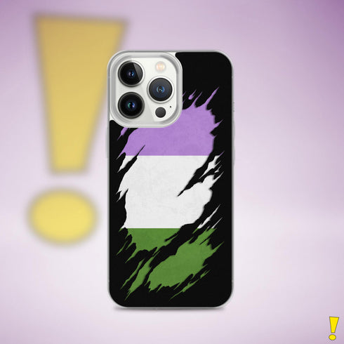 Genderqueer Pride Flag Ripped Reveal Clear Case for iPhone®