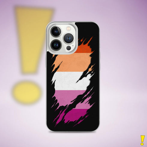 Lesbian Pride Flag Ripped Reveal Clear Case for iPhone®