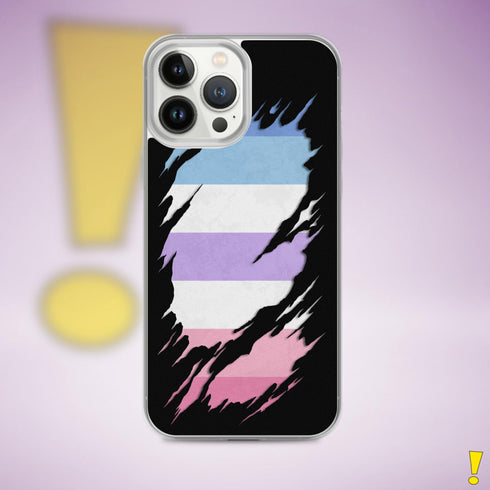 Bigender Pride Flag Ripped Reveal Clear Case for iPhone®