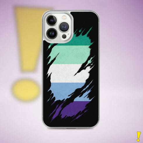 Gay Male Pride Flag Ripped Reveal Clear Case for iPhone®