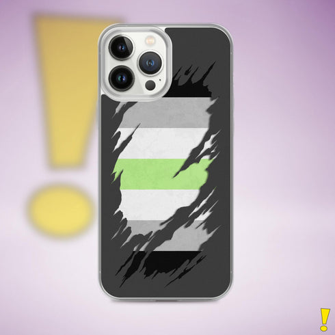 Agender Pride Flag Ripped Reveal Clear Case for iPhone®
