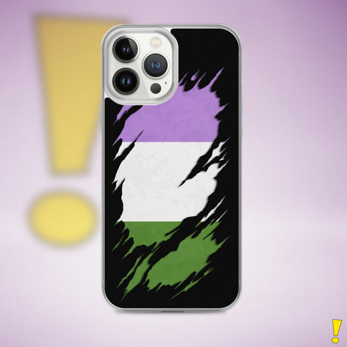 Genderqueer Pride Flag Ripped Reveal Clear Case for iPhone®