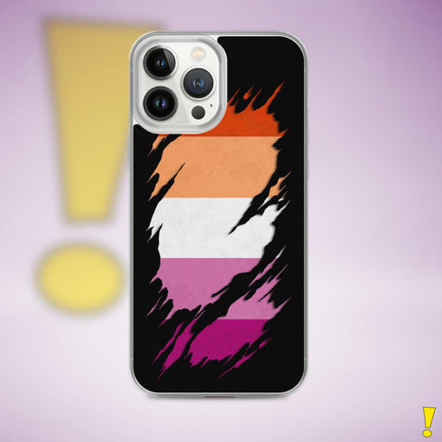 Lesbian Pride Flag Ripped Reveal Clear Case for iPhone®