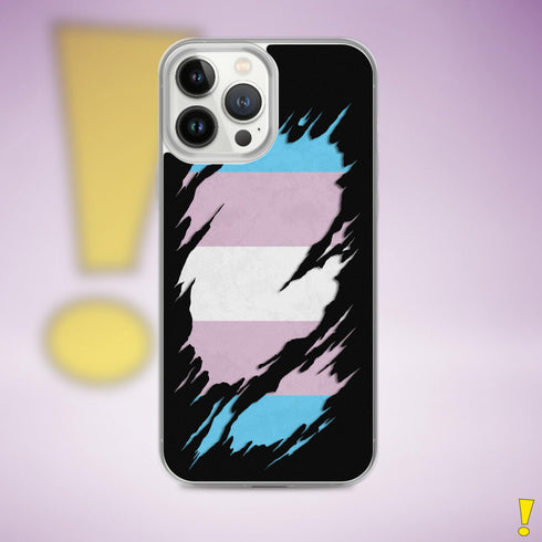 Transgender Pride Flag Ripped Reveal Clear Case for iPhone®