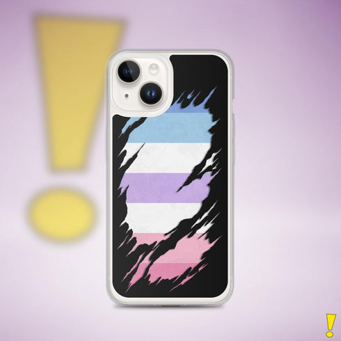 Bigender Pride Flag Ripped Reveal Clear Case for iPhone®