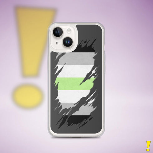 Agender Pride Flag Ripped Reveal Clear Case for iPhone®