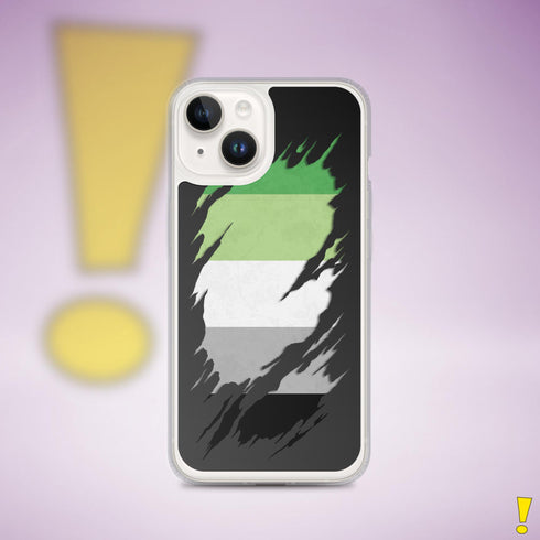 Aromantic Pride Flag Ripped Reveal Clear Case for iPhone®
