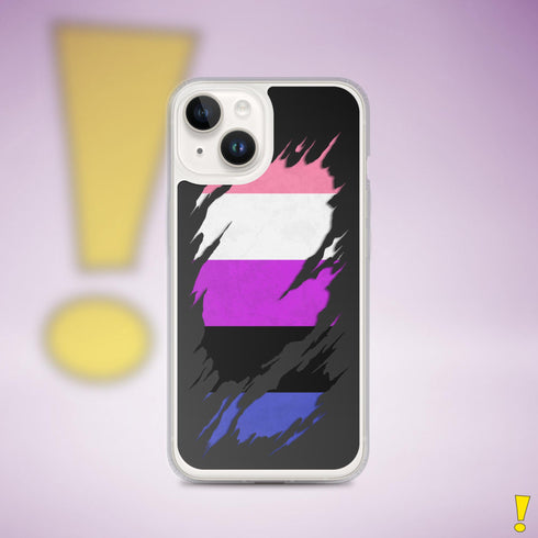 Genderfluid Pride Flag Ripped Reveal Clear Case for iPhone®