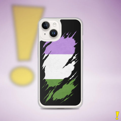 Genderqueer Pride Flag Ripped Reveal Clear Case for iPhone®