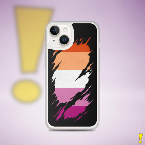 Lesbian Pride Flag Ripped Reveal Clear Case for iPhone®