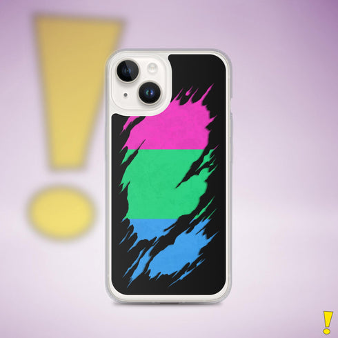 Polysexual Pride Flag Ripped Reveal Clear Case for iPhone®