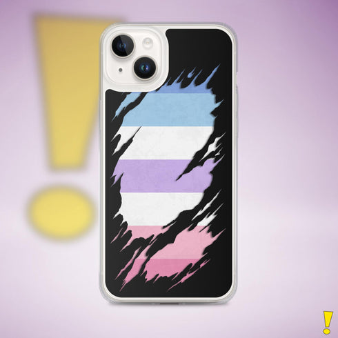 Bigender Pride Flag Ripped Reveal Clear Case for iPhone®