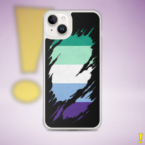 Gay Male Pride Flag Ripped Reveal Clear Case for iPhone®