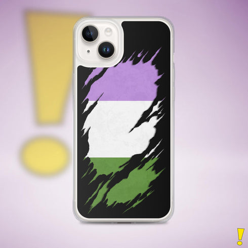 Genderqueer Pride Flag Ripped Reveal Clear Case for iPhone®