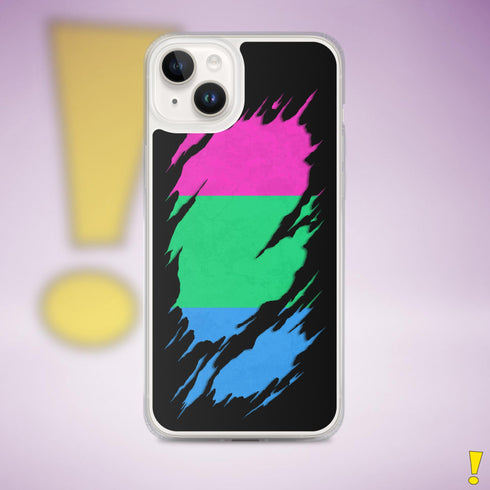 Polysexual Pride Flag Ripped Reveal Clear Case for iPhone®