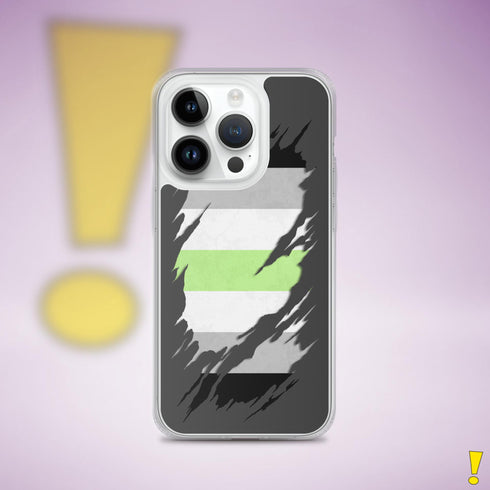 Agender Pride Flag Ripped Reveal Clear Case for iPhone®