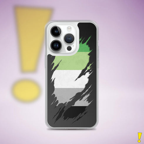 Aromantic Pride Flag Ripped Reveal Clear Case for iPhone®