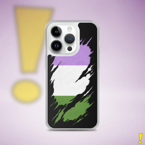 Genderqueer Pride Flag Ripped Reveal Clear Case for iPhone®