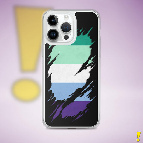 Gay Male Pride Flag Ripped Reveal Clear Case for iPhone®