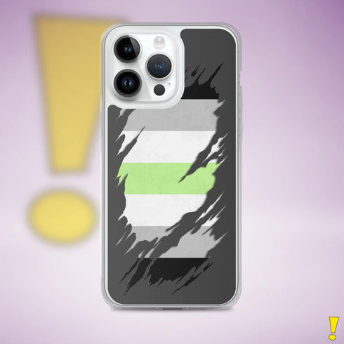 Agender Pride Flag Ripped Reveal Clear Case for iPhone®