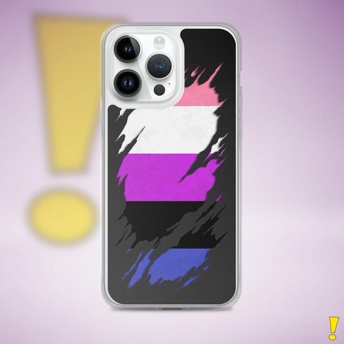 Genderfluid Pride Flag Ripped Reveal Clear Case for iPhone®